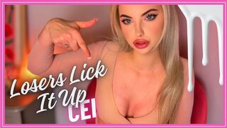 720MP4 Losers Lick It Up CEI (CFNM Cum Eating Instructions, Kneeling, Humiliation Session)