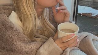 Smoking through the wheezy coughing this morning!