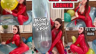 Red Latex Catsuit Looner: Blow, Bounce & Pop