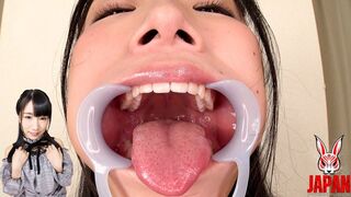 Saliva POV Hina Azumi’s tongue glistens—long, wet, and dripping spit onto your cock
