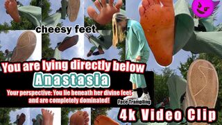 4k - Lie under Goddess Anastasia Crushes You Mercilessly: Hot Sweaty Nylon Feet, Cheesy Bare Feet Face Trampling & Toy Crush – Nike Blazer Destruction, Foot Smelling, Licking & Brutal Trampling VR 8K copy