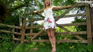 Damsel Tied to Gate: Crucifix Bondage & Ballgagged - WMV