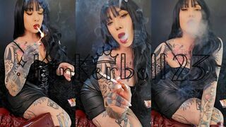 Classic chainsmoking wearing PVC, fur and leather boots - Kinkerbell23