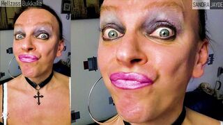 Sandra Jayde 04-01-24 Mes expressions faciales avec un maquillage vulgaire, mon gros cul et mes gros seins