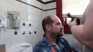ReneeSakuya Shaving Jayjays head and trimming his face, silent film