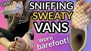 Sniffing & Describing Smelly Sweaty Feet and Vans Shoes Worn Without Socks