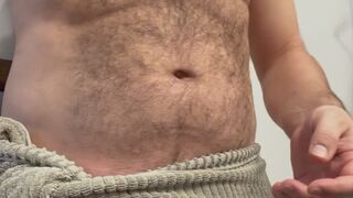 Hairy, thick dilf, GreyD, goes through his hygiene routine after a shower