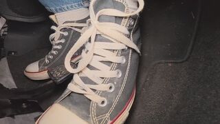 Driving in my old Converse All Star High Top sneakers
