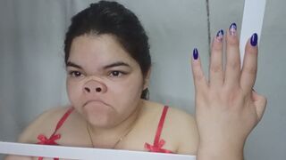 Fat girl's silly face