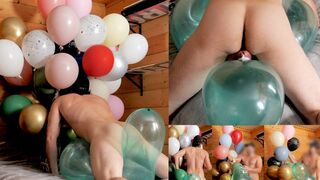 Rick John balloon sex with Roomtex 24" soft and helium balloons popping