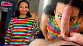 Ebony Teen helps BWC workout with a CREAMPIE