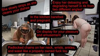 Misogynist's Dream, Pregnant Slut Does Dishes and Strips