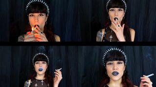 Gothic girl smoking Marlboro