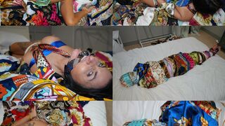 Sarah wild, dreaming about sensual scarf bondage, hogtied, gagged an scarf mummified (mp4)