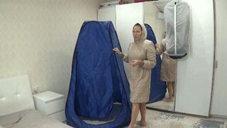 Playing with zippers on my coat and tent