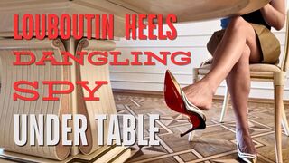 Louboutin Heel Dangle & Leg Worship POV - SPY Under Mistress Ksana 's Desk