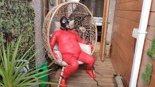 Outdoor Red Rubber Bondage