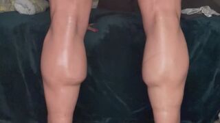 Oiled up , rock hard calves