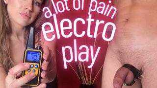 Electro play with foreskin pain play