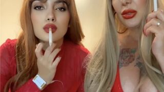 Hot ginger and hot Blonde smoking marlboro gold cork 100s