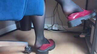 Shoeplay while working from home in my new red loafers