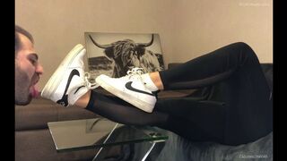 Dirty White Sneaker Worship - Valeria Night (Side View)