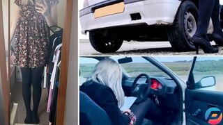 Leah Long REVVING and PEDAL PUMPING to Keeps the Engine Running in Heels and Stockings [34 MINUTES]