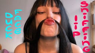 Puckered lips & hair smelling