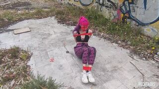 Bound and gagged blind in an abandoned site