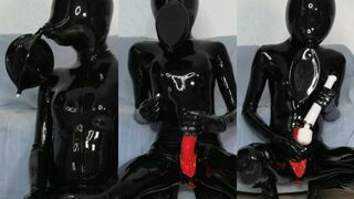 Breathplay and cum in 2mm Studio Gum latex mask