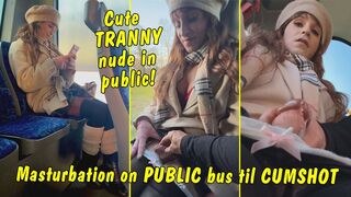 Cute tranny girl masturbation on public bus until cumshot!