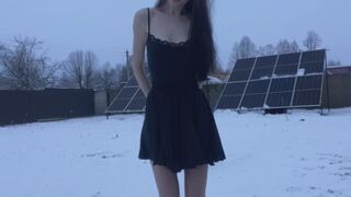 Extremely intensive shaking, trembling from cold on the snow