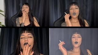 Leaving black lipstick marks on the cigarette