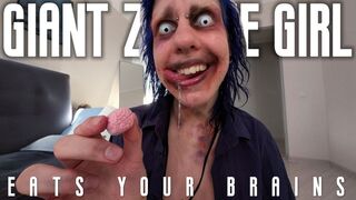 Giant zombie girl eats your brains