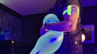 Bouncer Guy Destroys Lots Of Balloons In A Club