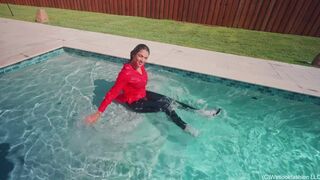 Alexandra Gets Wet in Jeans, Sneakers, and a Button Up Shirt