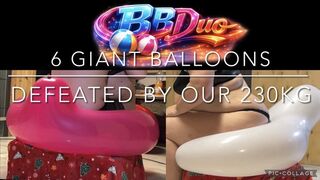 6 Giant 100cm Balloons Defeated by our 230KG Plus Size Bodies!