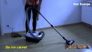 Hot Svenja new house vacuuming living room