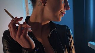 Leather, a Marlboro 100, and red lipstick