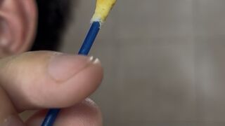Close-up: Ear excavation, cleaning and massage. Ears fetish