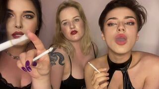 3 dommes will fill your mouth with ash - Human Ashtray POV - [FHD MOV] | Lady Perse, Mistress Karino, Cinder Lady