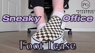 Sneaky Office Foot Tease in Checkerboard Vans - Toe-Only Strip & Intense Barefoot Play POV