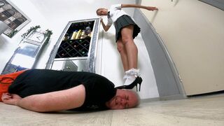 Schoolgirl Head Crushing Stilettos 4 FLOOR CAM