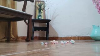 My flip flops stick to the floor when I crush these sticky rubber bands (1)