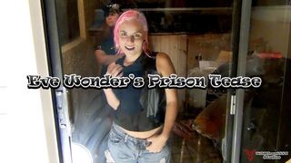 Eve Wonder's Prison Tease: Tits on Glass & Masturbation Behind Bars