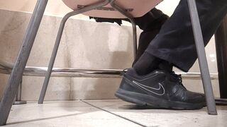 Taking off my shoes and socks at the restaurant