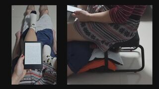 Reading Erotica on His Face - 720p - Queen Nana enjoys a femdom novella while facesitting her human chair copy