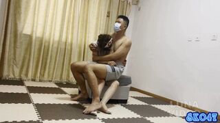 Lapsitting a nurse uniform girl and lick nipple on the chair #AS047