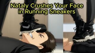 Sneakers Face Destruction - Nataly Hammers Your Face Under Black Trainers