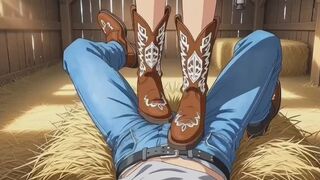POV Cock Trampling Bootjob Animation | Nataly Crushes Your Cock Under Cowboy Boots
